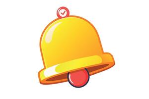 3D render of a vibrant yellow notification bell with a checkmark, symbolizing alert and confirmation of a new message or reminder vector