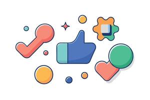 Colorful abstract icons featuring hearts, stars, and speech bubbles, symbolizing social media interactions and digital communication vector