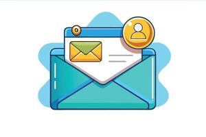 An eye catching digital illustration of a notification icon with an envelope and message window, representing email communication and alerts vector