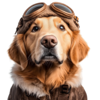 Charming retriever dog in a professional pilot suit png