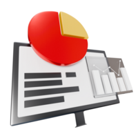 A computer monitor with a pie chart and a chart png