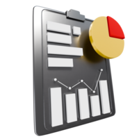 A clipboard with a pie chart and a chart on it png