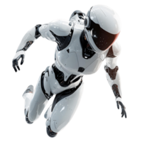 Advanced robotic figure in motion, showcasing futuristic technology in 3D png