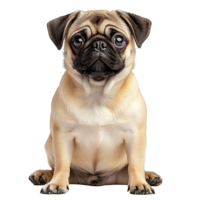 A Pug Dog Sitting on a Transparent Background png