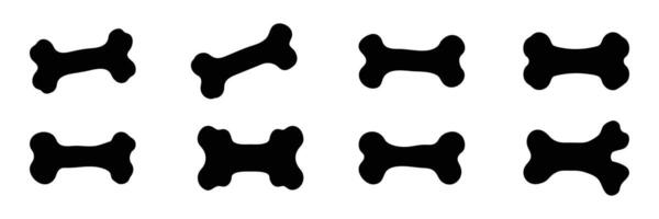 Bone for pet dog. Bone silhouette icon set. vector