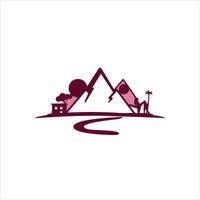 A mountain and a house with a sign that says 'home' vector