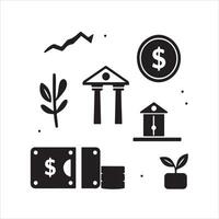 Money and finance icons set illustration vector