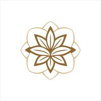 A flower logo with a leaf on it vector