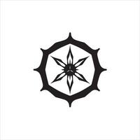 A black and white logo of a star with a flower vector