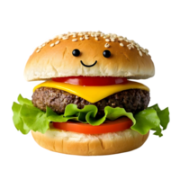 Funny Hamburger with Playful Face Whimsical Food Illustration on Transparent Background png