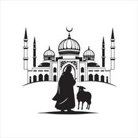 The man with the sheep and the mosque vector