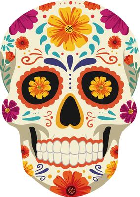isolated mexican skull mask bright traditional calavera with flowers. cinco de mayo and day of the dead element. decorative design