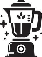 a black and white blender with a plant in it vector