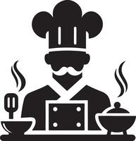 chef icon with a mustache and hat on a white background vector