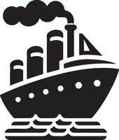 a black and white image of a ship with smoke coming out of it vector