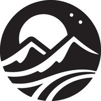 the black and whit logo for the mountain range vector