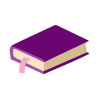A purple book with a pink ribbon on the spine. The ribbon is attached to the book with a paper clip vector