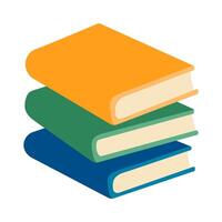 Three books stacked on top of each other. The books are orange and green. The books are about a topic that is important to the reader vector