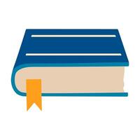 A blue book with a yellow bookmark on the left side. The book is open to the middle of the page vector