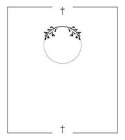 Graceful Eternal Memory Invitation Card with Light Heavenly Tones, Framed Cross Details, Botanical Illustrations, and Space for Spiritual Tribute vector