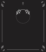 Sacred Remembrance Funeral Invitation, Ornate Religious Borders, Leaf Decorations, and Dedicated Sections for Prayer, Memory Text, and Photograph vector