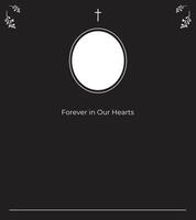 Tranquil Funeral Memory Invitation with Subtle Cross Frame Details, Botanical Illustrations, and Space for Scripture Verse, Tribute, and Photograph vector