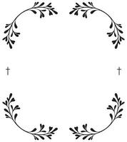 Serene Memorial Invitation with Angelic Light Background, Decorative Borders, Leafy Accents, and Dedicated Room for Scripture, Memory Words, and Funeral Details vector