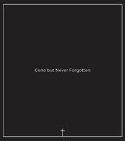 Tranquil Funeral Invitation Design with black Background, Holy Frame Borders, Botanical Details, and Space for Personal Prayer, Memory Message, and Portrait vector
