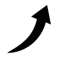 A bold, black upward curved arrow icon on a white background. The arrow has a smooth curve with a sharp triangular arrowhead, symbolizing growth, progress, or upward movement. vector