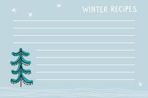 Creative winter recipe card design featuring decorative tree and blank spaces for entries vector