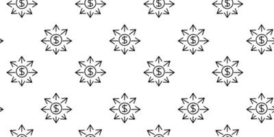 Creative pattern featuring dollar signs and arrows on a white background for financial themes vector