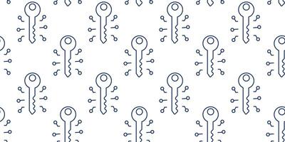 Repeating pattern of stylized keys on a white background creating a unique design vector