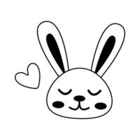 Cute cartoon rabbit with heart illustration expressing joy and affection in a playful design vector