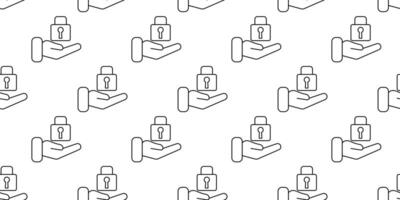 Pattern of hands holding padlocks with keyholes in a simple design vector