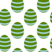 Colorful striped Easter eggs arranged in a playful pattern on a white background vector