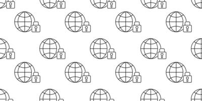 Patterns of digital security featuring globes and locks on a clean white background vector