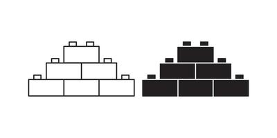 Building blocks toys icon set isolated on white background vector