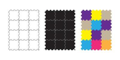 puzzle mat icon set isolated on white background vector