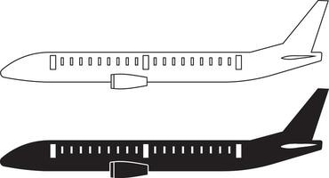 side view Airplane icon set vector