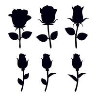Beautiful Rose Silhouette in Black and White Aesthetic vector