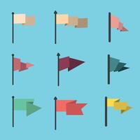 Different Types of Flags on Poles with flat design style vector
