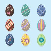 Set of Ornate Easter Eggs with Various Patterns vector