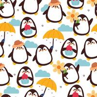 seamless pattern cute cartoon penguin with cute stuff and sky element. animal pattern for wallpaper, background and gift wrap paper vector