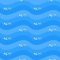 Seamless Ocean Pattern Design with Decorative Marine Elements in Hand-Drawn Flat Style vector