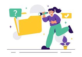 Business Investigation Illustration Featuring Data Analysis and Information Search vector
