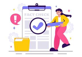 Illustration of News Verification with Fact vs Fiction Comparison vector