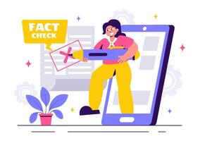 Evidence-Based Fact-Checking Illustration Featuring Myths vs. Facts vector