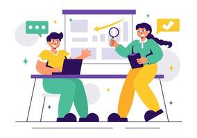 Illustration of Corporate Investigation with Observation, Analysis, and Data Search vector