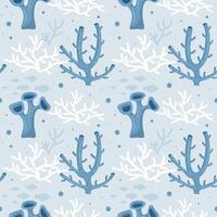 Seamless Ocean-Themed Pattern Design with Hand-Drawn Marine Decorations in Flat Style vector