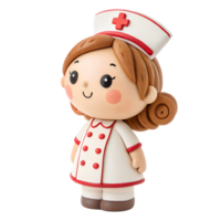 a clay Cute, Nurse, isolated on a transparent background png